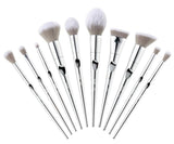 Jessup brush 10pcs Fantasy Silver Makeup brushes brushes beauty Powder brush Cosmetic bag women blush Foundation Synthetic hair