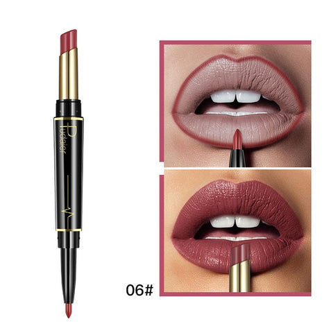 Pudaier Matte Lipstick Waterproof Double Ended Long Lasting Lipsticks Brand Lip Makeup Cosmetics Nude Dark Red Lips Liner Pencil